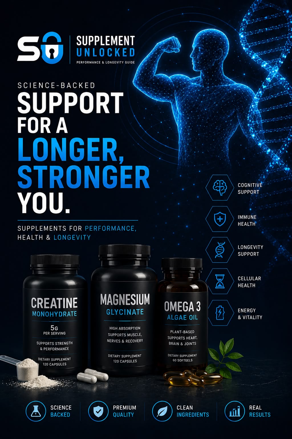 Supplement Unlocked digital guide - Cognitive support immune health longevity and energy